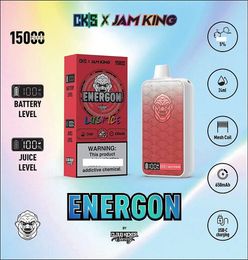 Jam King CKS vapes wegwerpbladerdeeg 15000 Vape E-sigaret 12 smaken 24 ml E-vloeistofpods Vaper Crystal LED-scherm 2% 3% 5% Mesh Coil Oplaadbare 650mAh-batterij