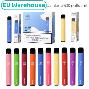 Jam King EU Stock Puffbars Vapes 600 2ml E-jus 10 Saveurs Cigarette Jetable Chine Gros Vape Stick 550mAh Batterie 20mg Nic Mesh Coil