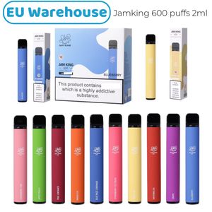 Jam King EU Stock Vape e papieros Puff 600 2 ml E-jus 10 saveurs cigarette jetable Chine vente en gros Vape Stick 550 mAh batterie 20 mg Nic Mesh Coil