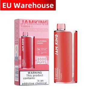 Jam King Ti8000 vapes wegwerpbladerdeeg 8000 EU Warehouse vaper desechables groothandel elektronische sigaret 19 ml 2% 3% 5% E-Juice oplaadbare schermbatterij