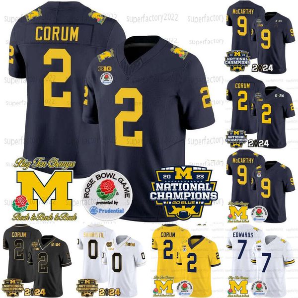 JAM NCAA Michigan Woerines 2023 Champions nationaux Jersey Blake Corum J.J.McCarthy Donovan Edwards Sainristil Jim Harbaugh Desmond Howard