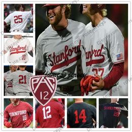 JAM NCAA Stanford Cardinal # 4 Jed Lowrie 7 John Elway 25 Mike Mussina White Red Grey Black 2019 Vintage Baseball Jersey 4xl