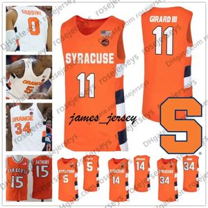 JAM NCAA Syracuse Orange # 5 Jalen Carey 11 Joseph Girard III 14 Jesse Edwards 34 Bourama Sidibe 12 Brendan Paul White College Basketball Jersey