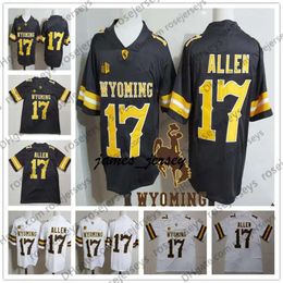 JAM NCAA WYOMING COWBOYS # 17 Josh Allen Brown White Jersey Café de football universitaire