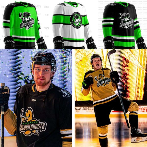 Jam Savannah Ghost Pirates Golden Jerseys Hockey Jersey Men Femmes, respirant et confortable, parfait pour le jour du match