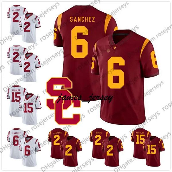 Jam USC Trojans # 2 Adoree 'Jackson Robert Woods 6 Mark Sanchez 10 Brian Cushing 15 Nelson Agholor 8 Nick Perry Red White Vintage Jersey