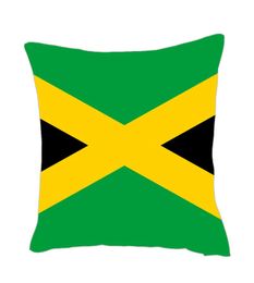 Jamaica Vlag Sierkussenhoes Fabriekslevering Goede polyester satijnen kussensloop8110908