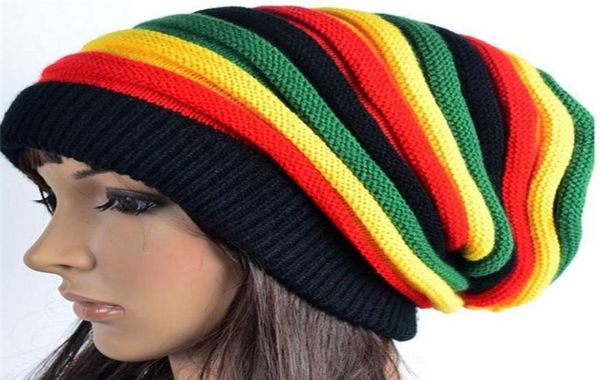 Jamaica Reggae Gorro Rasta Estilo Cappello Hip Pop Men039s Sombreros de invierno Mujer Rojo Amarillo Verde Negro Otoño Moda Women039s K9908166