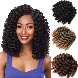 Jamaican Bounce Crochet Hair Ombre Jumpy Wand Curl Synthetic Braiding Curly Crochet Braid Twist Hair Extensions 8 inches Blonde Hair