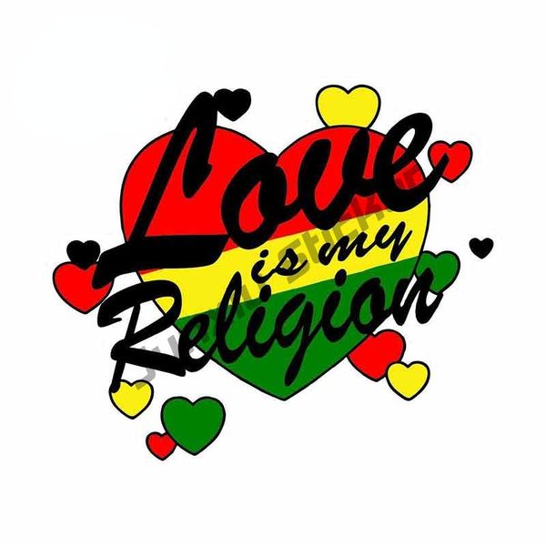Pegatina de vinilo de bandera jamaicana One Love Heart Reggae Rastafari Bob Marley Jamaican Flag Map Sticker para la computadora portátil de la portada de parachoques KK13CM