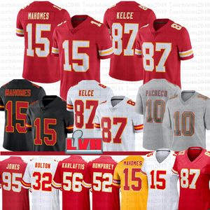 15 Patrick Mahomes 87 Travis Kelce voetbalshirt Isaih Pacheco Nick Bolton Chris Jones Kadarius Toney Creed Humphrey Butker Heren Dames Jeugd