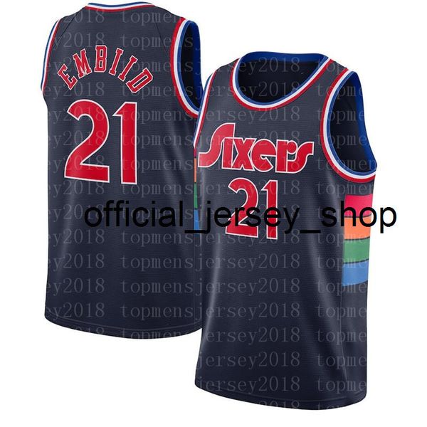 JAME 1 S HARDEN JERSEY 2022 Joel 21 Embiid Allen 3 Iverson Jerseys de baloncesto Azul Blanco Rojo Bordado Negro S