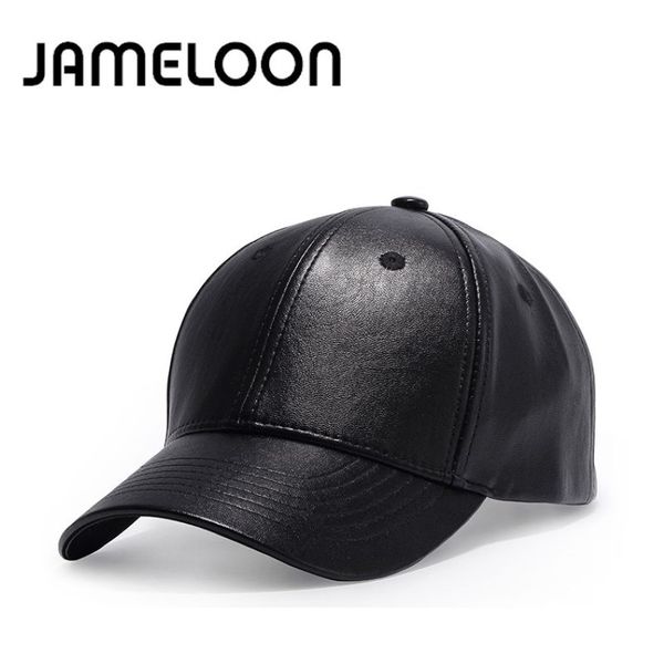 JAMELOON nueva moda de alta calidad de cuero de imitación PU gorra de verano casual snapback gorras de béisbol para hombres mujeres sombrero liso entero 253F