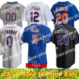 James 2021 2022 Custom S-4XL 12 Francisco Lindor Jersey 48 Jacob deGrom Béisbol 20 Pete Alonso Darryl Strawberry Mike Piazza Hernandez Rosario