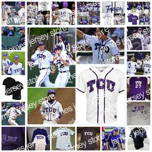 James James 2022 NCAA Custom TCU Horned Frogs Maillot de baseball 3 Austin Henry 19 Jake Guenther 34 Alex Isola 5 Adam Oviedo 12 Nick Lodolo 27 Charles King