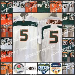 James 5 Andre Johnson Jersey 20 Ed Reed 26 Sean Taylor 47 Michael Irvin 52 Ray Lewis 87 Reggie Wayne Maillots Miami Hurricanes Stitched College