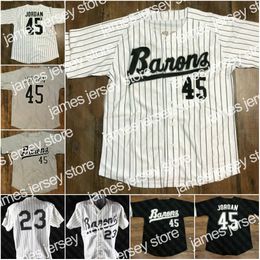 James Birmingham Barones 45 Michael MJ Movie Baseball Jersey Todos los deportes cosidos Tamaño S-4XL Negro Blanco Gris