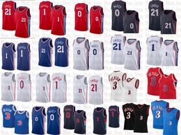 James Harden Tyrese Maxey Joel Embiid Maillot de basket-ball Allen Iverson Julius Erving Matisse Thybulle 2023 City White Edition Chemise rétro Maillots bleus