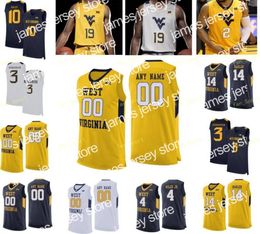 James NCAA College WVU West Virginia Mountaineers basketbalshirt 21 Wesley Harris 22 Sean McNeil 3 Gabe Osabuohien 30 Spencer Macke Custom