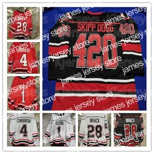 Maillot de hockey sur route James Retro Owen Sound Attack Broderie de haute qualité Cousu Personnaliser 2 Carter Robertson 28 Justin Brack 1 Mack Guzda