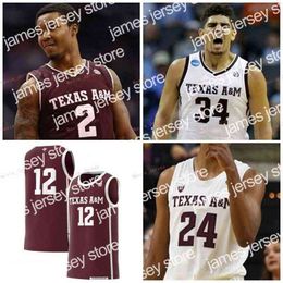 James gestikte aangepaste T.J.Starks Admon Gilder Zach Walker Everett Vaughn Chris Collins Texas AM Aggies College Heren Dames Jeugdshirt