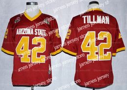 James Vintage Pat Tillman 42 Jersey de fútbol universitario 1997 Rose Bowl Sun Devis ASU para hombre cosido granate camisas de calidad superior Jerseys