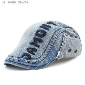 JAMONT Cowboy Casquette Plate Vintage Denim Tissu Casual Peaked Beret Cap pour Femmes Hommes 2018 Haute Qualité Mode Rétro Jean Chapeau L230523