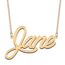 Jane naamkettingen hanger Op maat gepersonaliseerd voor dames meisjes kinderen beste vrienden Moeders Geschenken 18k verguld roestvrij staal