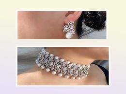 Janekelly Clear White Pearl Dubai Jewely Indian Bridal Wedding Choker Sieraden Sets voor vrouwen Punk Hiphop Rock Jewely T200507578537