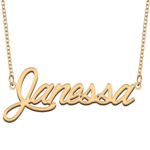 Janessa naamkettingen hanger op maat gepersonaliseerd voor dames meisjes kinderen beste vrienden moeders geschenken 18k verguld roestvrij staal