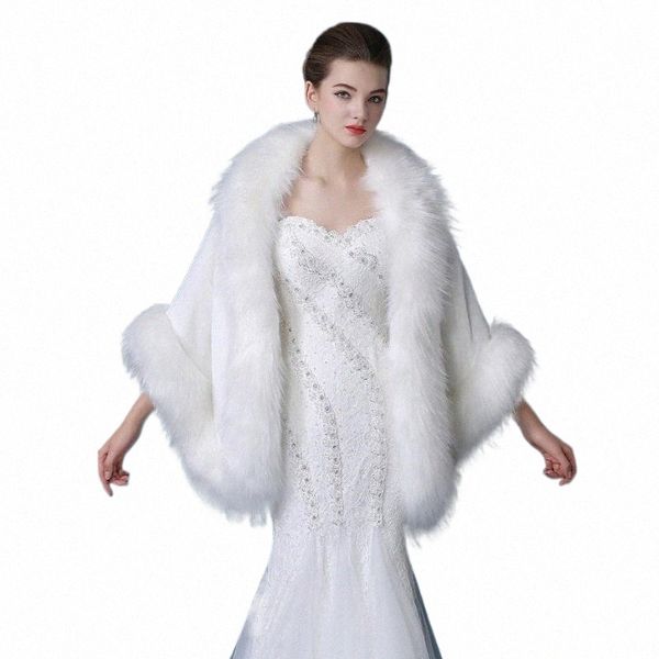 Janevini Élégant Fausse Fourrure Wraps Pour Mariage Mariée Soirée Étoles Fourrure Boléro Princ Veste Boléro De Mariée Manteau D'hiver Châle Chaud J9fz #