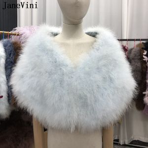 Janevini Elegant Wedding Wrap Black Shrug Bridal Bolero Femme struisvogelveren winter fur cape jassen avondsjaal voor vrouwen