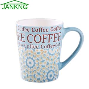 JANKNG 450mL Belles tasses à café en céramique tasse lourde peinte à la main tasse à café tasse de voyage tasse cadeau d'anniversaire tasse à thé élégance lait Mug214V