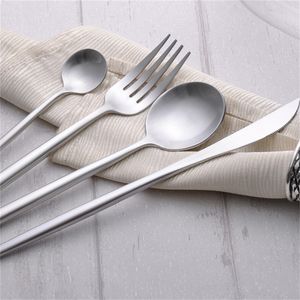 Jankng 4 stks / partij roestvrijstalen zilveren diner set luxe servies mes vork theelepeltje servies bestek service voor 1