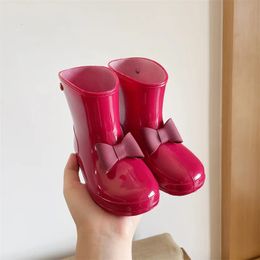 Janpanese stijl Bowknot Children Rain Shoes Primary School Girl Baby Kindergarten Anti-slip Rain Boots Kids Water Shoes So115 240318