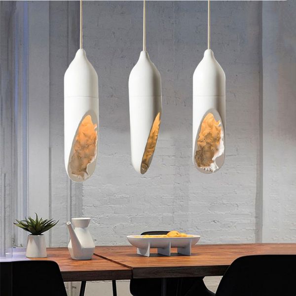 Janpanese wabi sabi pendentif lampe moderne plâtre créatif pending foyer de cuisine chambre à coucher abstrait lustre blanc