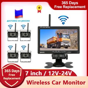 Jansite cámara de visión trasera inalámbrica de 7 pulgadas Monitor de coche cámara de marcha atrás de vehículo para camión RV autobús imagen inversa 12V-24V