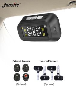 Jansite Solar TPMS TPMS Tire Pressure Alarm Monitor Affichage Affichage de la température TPMS Verre Avertissement avec 4 capteurs BAR6782222