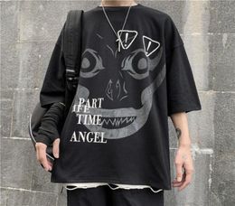 Janviernow hip hop punk t-shirt hommes japonais chat tshirt harajuku streetwear tshirt décontracté manches en vrac tee tee jap1391172