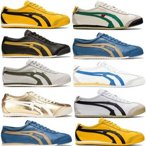 Japa 2024 Tiger Mexico 66S Seakers de style de vie Wome Me Desigers Cavas chaussures noir blanc rouge jaune beige basse-materes à liceau à enfiler Birch / vert jp