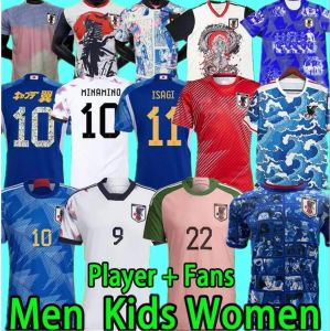 Japon 2022 Soccer Jerseys Cartoon Isagi Atom Tsubasa Minamino Asano Doan Kubo Ito Women Kids Kit 2023 Uniforme spécial japonais 22 23 Fan de chemise de football