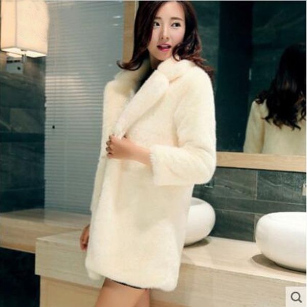 Japon et Corée du Sud Automne Hiver Femmes Imitation Fourrure Manteau Vison Moyen Long Lapin Chaud À La Mode 211207