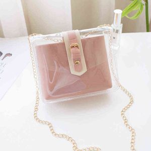 Sac à chaîne en gelée transparente en PVC pour enfant et mère, mode japonaise et sud-coréenne, sacoche à bandoulière simple pour femme 034