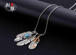 Japon et Corée du Sud Collier de plumes Takahashi Goro Men039 Titanium Steel Student Couple Hip Hop Eagle Claw Takahashi Leaf P5962854