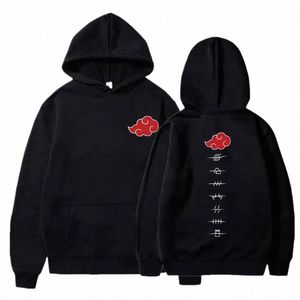 Japon Anime Akatsuki Cloud Symboles Imprimer Hommes Sweats à capuche Sweat à capuche Streetwear Hommes Femmes Sweat-shirt surdimensionné Pull à capuche G220429 L5NG #