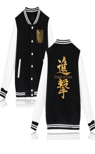 Japón Anime Attack on Titan College Chaquetas de béisbol Moletom Masculino Shingeki no Kyojin Legion Fleece Hombres Sudaderas con capucha Sudaderas6396507