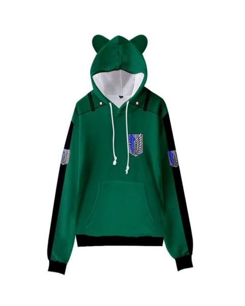 Sudadera con capucha de anime japonés Attack on Titan para niños y niñas, suéter con orejas de gato, sudadera con capucha, disfraz de Cosplay Shingeki No Kyojin4176602