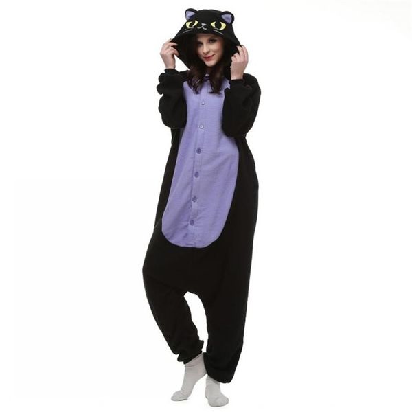 Japon Anime Cosplay Pyjamas Animal minuit chat Kitty nuit chat noir chaton Kigu Cosplay Costume unisexe adulte Onesie vêtements de nuit Ca229d