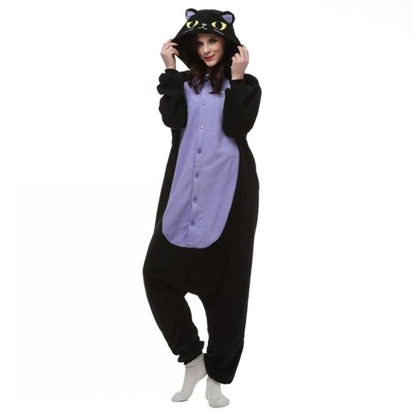 Japon Anime Cosplay pyjamas Animal minuit chat Kitty nuit chat noir chaton Kigu Cosplay Costume unisexe adulte Onesie vêtements de nuit Ca196B