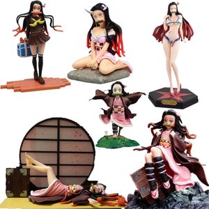 Japan Anime Demon Slayer Kimetsu No Yaiba PVC Actie Figuur Toy Kamado Nezuko Figurine Game Statue Model Figuals Doll Toy Gifts Q0722